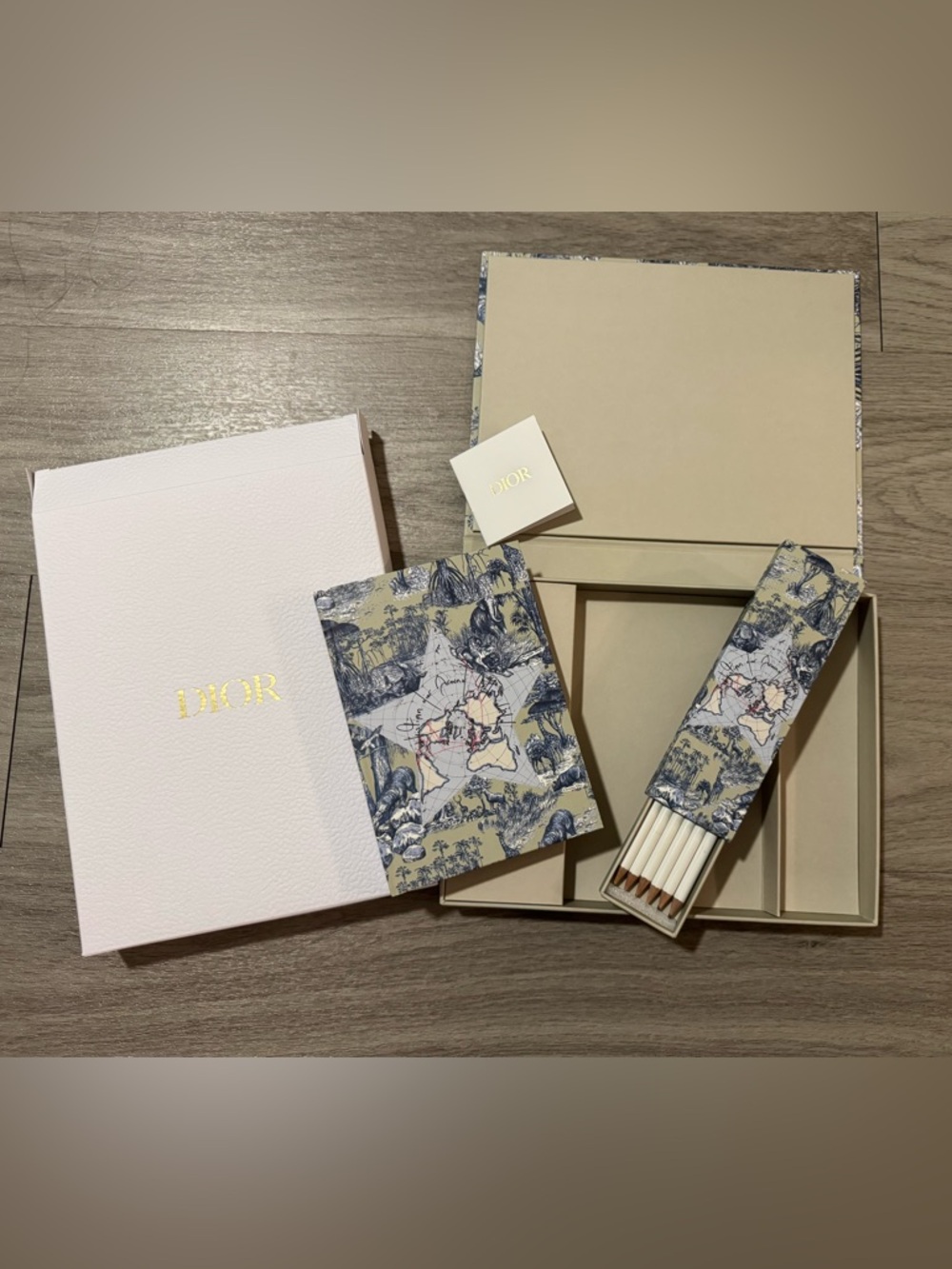 NIB Dior Around the World Notebook, Pencils, and Box Set